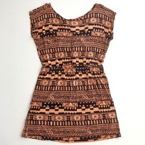 Tribal print pink-tone short dress